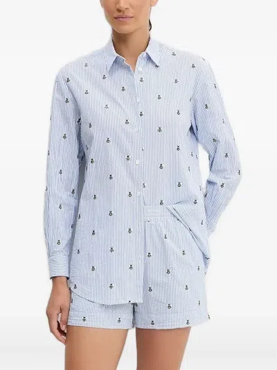 Mc2 Saint Barth Brigitte Bee-embroidered Shirt In Blue