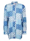 Mc2 Saint Barth Long Sleeves Shirt Patchwork Design Style In Blue