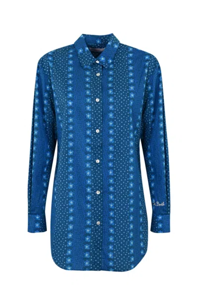 Mc2 Saint Barth Brigitte Indigo Shirt In Cotton In Blu