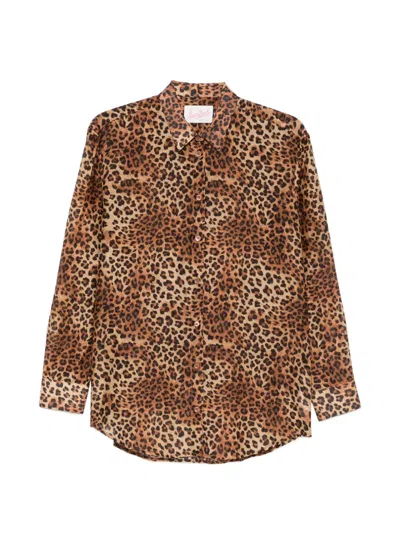 Mc2 Saint Barth Brigitte Leopard-print Shirt In Brown