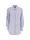 Mc2 Saint Barth Brigitte Oversized Striped Cotton Shirt In Blue