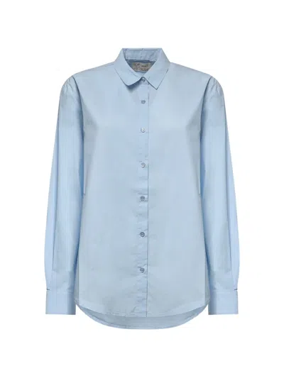 Mc2 Saint Barth Brigitte Poplin Hello Kitty Embroidered Shirt In Blue