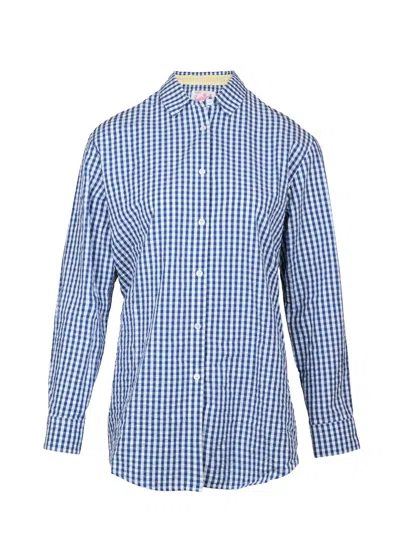 Mc2 Saint Barth Brigitte Shirt Seersucker Vichy Gingham Blue