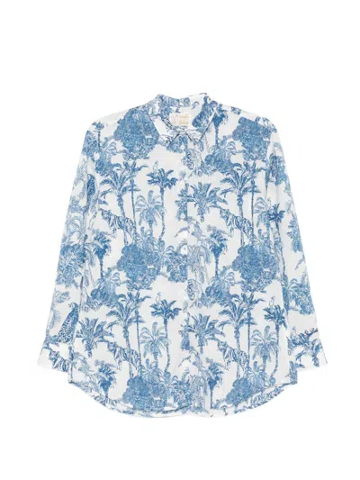 Mc2 Saint Barth Brigitte Shirt With Blue Floral Print  In Multi
