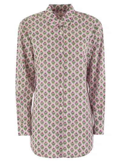 Mc2 Saint Barth Brigitte Shirt With Flower Pattern In Neutral