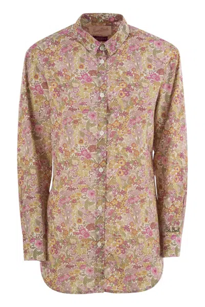 Mc2 Saint Barth Brigitte - Shirt With Flower Pattern In Pink