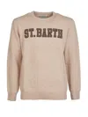 Mc2 Saint Barth Wool Blend Pullover With Logo In Sand