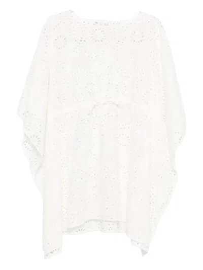 Mc2 Saint Barth Broderie-anglaise Drawstring Mini Dress
