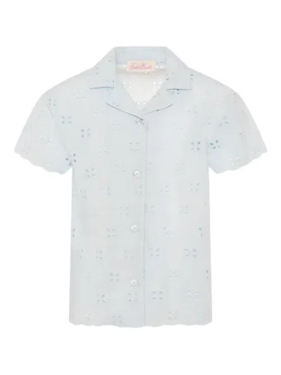 Mc2 Saint Barth Kids' Broderie Anglaise Shirt In Blue
