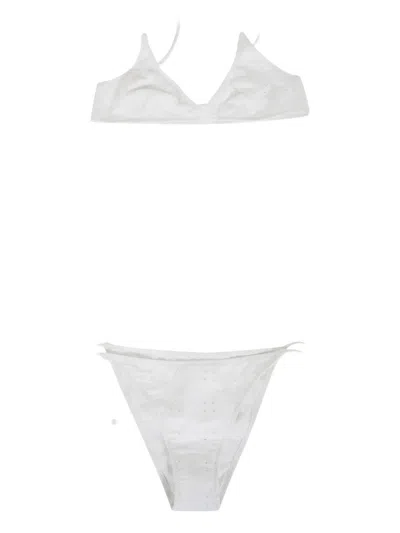 Mc2 Saint Barth Broderie-anglaise Bikini In White