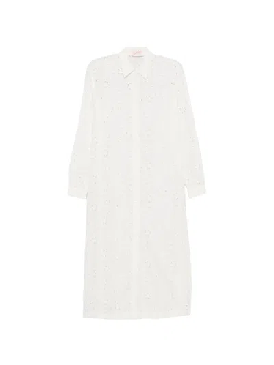 Mc2 Saint Barth Broderie-anglaise Long-sleeve Dress In Multi