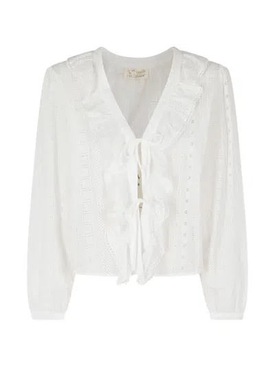 Mc2 Saint Barth Broderie-anglaise Ruffled Blouse In White