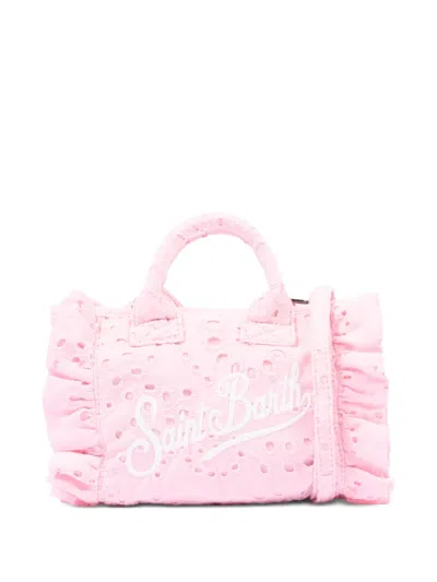 Mc2 Saint Barth Kids' Broderie-anglaise Ruffled Tote Bag In Pink