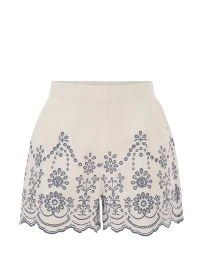 Mc2 Saint Barth Broderie-anglaise Scalloped-hem Shorts In Multi