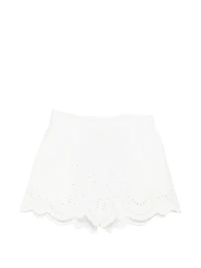 Mc2 Saint Barth Broderie-anglaise Scalloped-hem Shorts In White