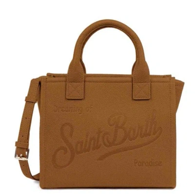 Mc2 Saint Barth Brown Debossed Logo Shoulder Bag