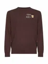 Mc2 Saint Barth Brown Heron Light Embroidered Sweater In Brown