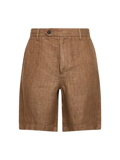 Mc2 Saint Barth Brown Herringbone Linen Sebastian Bermuda Shorts