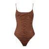 Mc2 Saint Barth Brown One-piece Swimsuit With Rhinestones