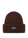 Mc2 Saint Barth Brown Ribbed Wool Beanie With Logo In Brown