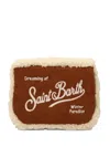 Mc2 Saint Barth Brown Suede Clutch Bag With Beige Fur  In Brown