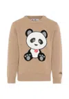 Mc2 Saint Barth Brown Sweater For Kids With Panda In Brown