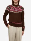 Mc2 Saint Barth Brown Sweater Queen Nordic Soft With Fair Isle Jacquard And Sun Moritz Embroidery In Brown