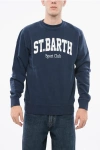 Mc2 Saint Barth Brushed Cotton Sport Club Crew-neck Sweatshirt With Printed In Blue