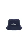 Mc2 Saint Barth Bucket Hat In Linen And Cotton Blend In Blue
