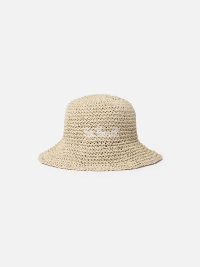 Mc2 Saint Barth Bucket-style Straw Hat Polly In Beige