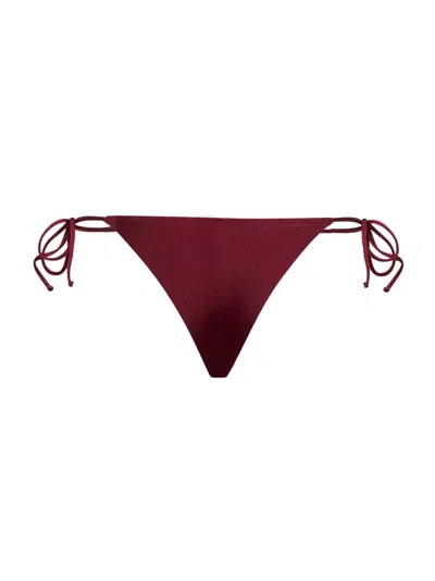 Mc2 Saint Barth Burgundy Glossy Lycra Marielle Plate Brazilian Bikini Bottom In Red