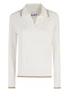 Mc2 Saint Barth Cable-knit Collared Sweater In Neutral