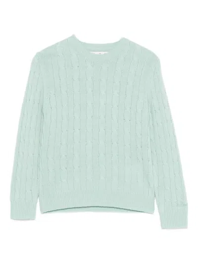 Mc2 Saint Barth Kids' Cable-knit Crew-neck Sweater In Blue