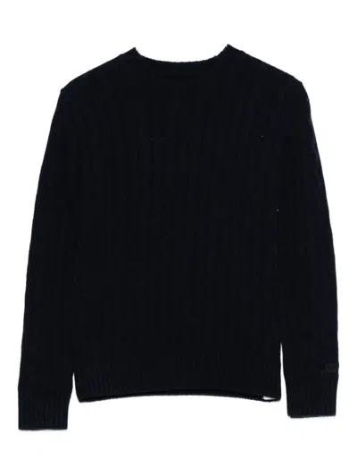 Mc2 Saint Barth Kids' Cable-knit Crew-neck Sweater In Black