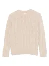 Mc2 Saint Barth Cable-knit Crew-neck Sweater In Neutral