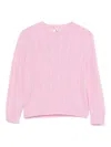 Mc2 Saint Barth Cable-knit Crew-neck Sweater In Pink