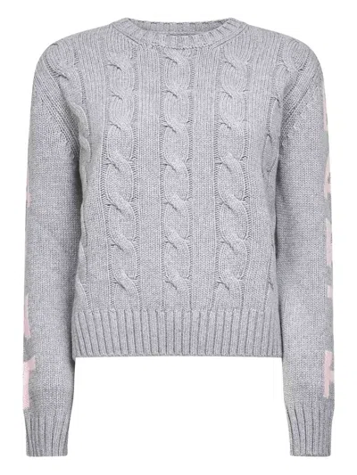 MC2 SAINT BARTH CABLE-KNIT JACQUARD LETTERING SWEATER
