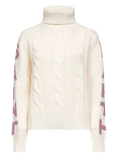 MC2 SAINT BARTH CABLE-KNIT JACQUARD-LETTERING SWEATER