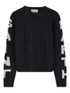 Mc2 Saint Barth Cable-knit Logo Sweater In Black