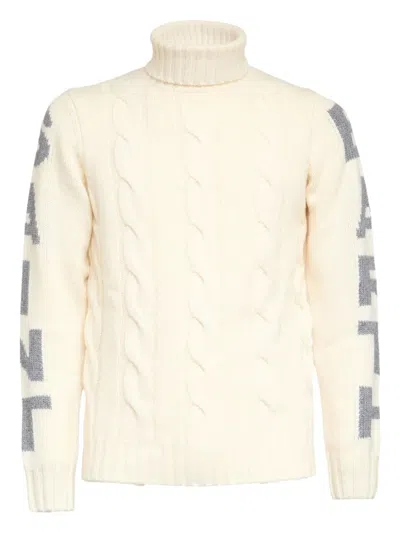 Mc2 Saint Barth Cable-knit Long-sleeve Sweater In Neutral