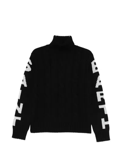 Mc2 Saint Barth Cable-knit Sweater In Black