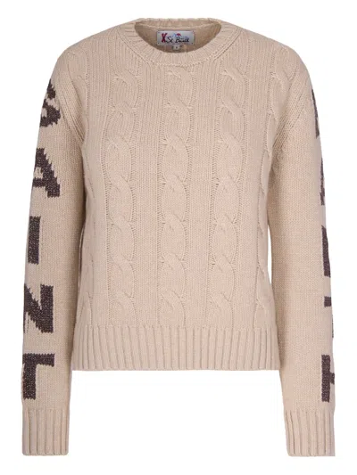 Mc2 Saint Barth Cable-knit Sweater In Neutral