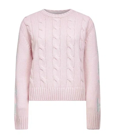 Mc2 Saint Barth Cable Knit Sweater In Pink