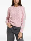 Mc2 Saint Barth Cable-knit Sweater In Pink