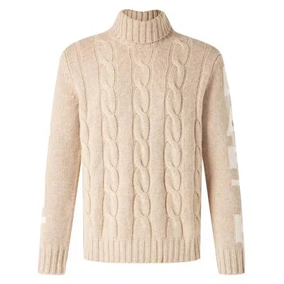 Mc2 Saint Barth Cable-knit Sweater With High Ribbed Turtleneck In Multi