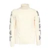 Mc2 Saint Barth Cable Knit Turtleneck Sweater With Ribbed Details In Neutral