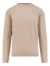 Mc2 Saint Barth Regent Braid Wool Sweater In Neutral