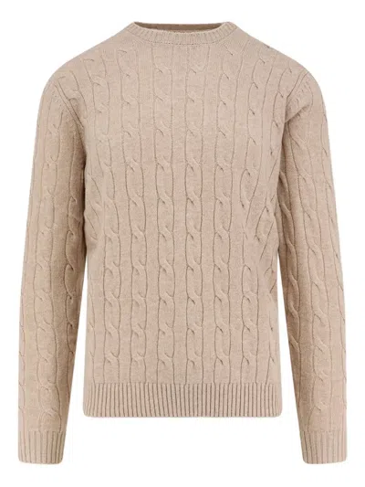 Mc2 Saint Barth Regent Braid Wool Sweater In Neutral