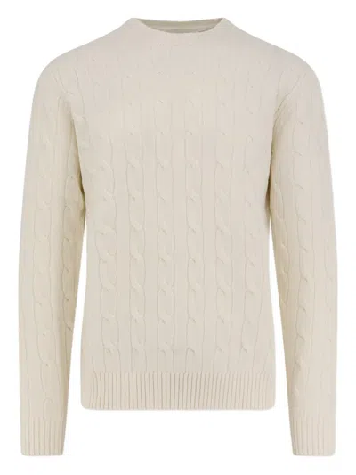 Mc2 Saint Barth Cable-knit Wool Sweater In Neutral