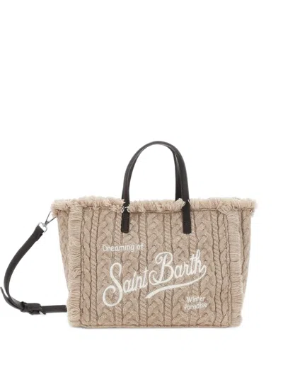 Mc2 Saint Barth Cable-knit Frayed Tote Bag In Pink